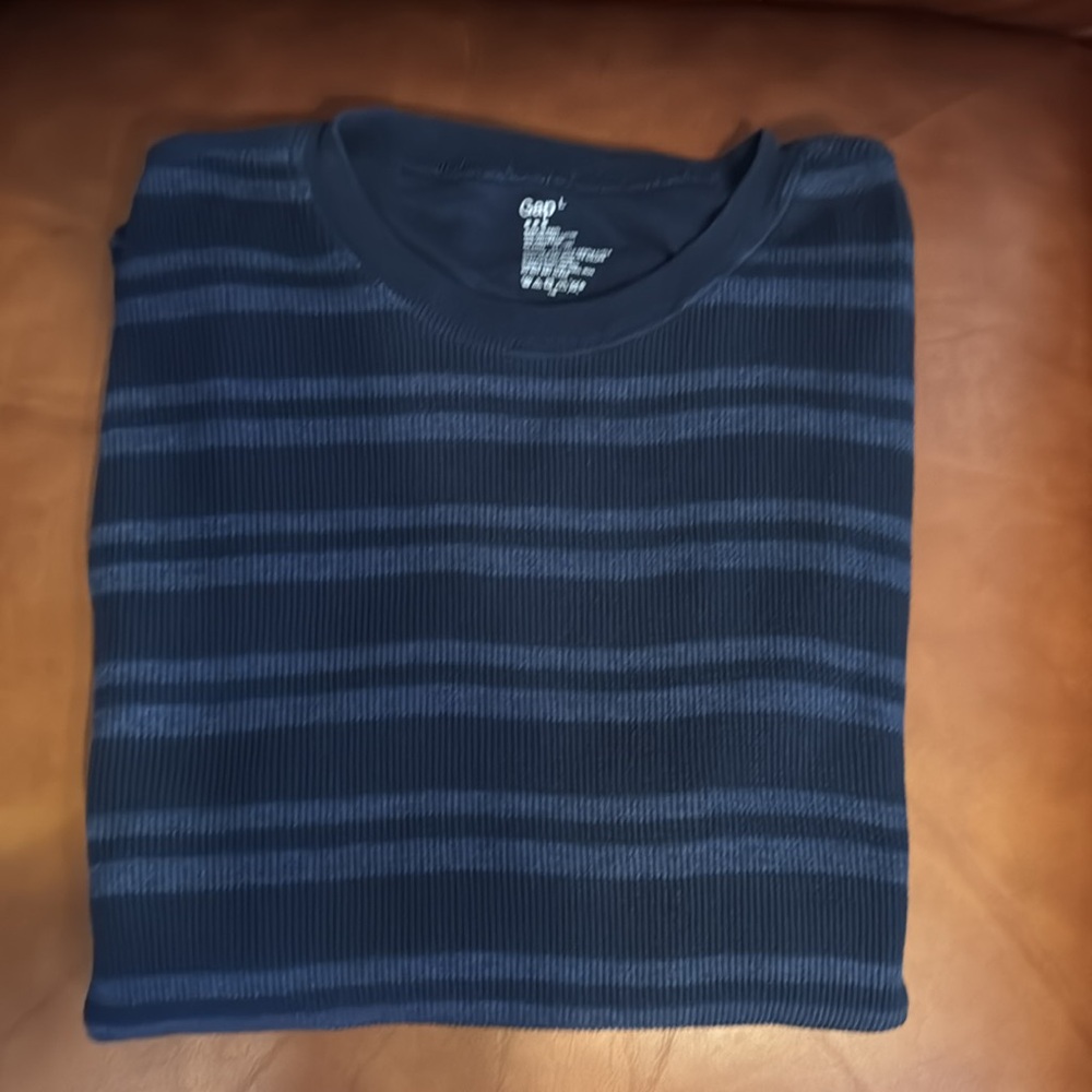 GAP Men's Dark Blue Striped Long Sleeve Thermal